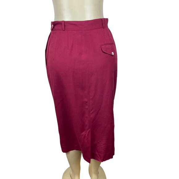 Liz Claiborne Women's Wine Red Classic Pencil Shape Pleated Skirt Sz 10 - Picture 3 of 6
